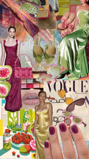 purple and green collage 