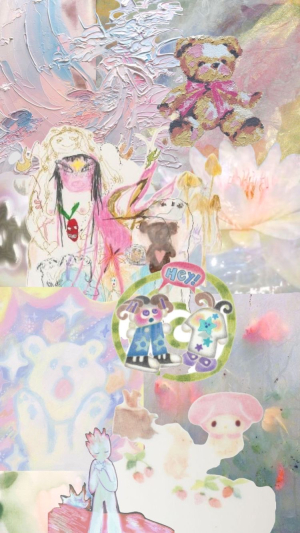 art collage with pastel colors