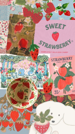 strawberry themed collage