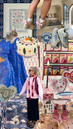 pink and blue themed collage with birthday candles spread throughout.