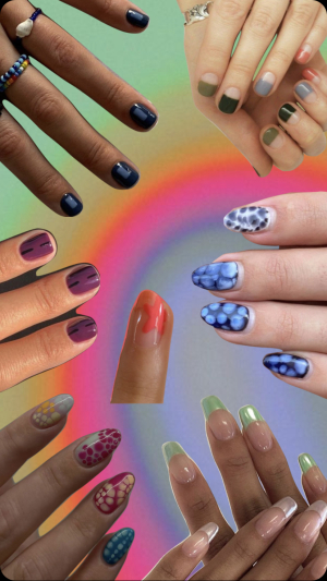 collage of multiple nail designs