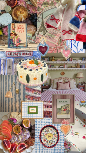 birthday themed collage with a cake in the center